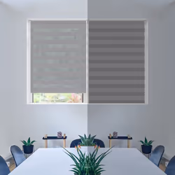 VOUNOT Zebra Roller Blind Double Fabric, Day and Night Translucent or Blackout Vision Curtains, No Drilling for Window and Door , Grey, 80 x 150 cm - Additional view 3