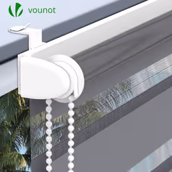 VOUNOT Zebra Roller Blind Double Fabric, Day and Night Translucent or Blackout Vision Curtains, No Drilling for Window and Door , Grey, 80 x 150 cm - Additional view 5