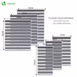 VOUNOT Zebra Roller Blind Double Fabric, Day and Night Translucent or Blackout Vision Curtains, No Drilling for Window and Door , Grey, 80 x 150 cm - Additional view 6