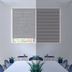 VOUNOT Zebra Roller Blind Double Fabric, Day and Night Translucent or Blackout Vision Curtains, No Drilling for Window and Door , Grey, 100 x 150 cm - Additional view 3