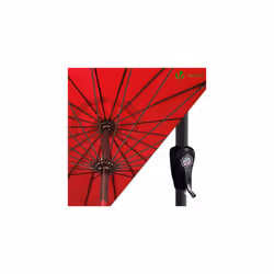 VOUNOT 2.7m Shanghai Garden Parasol, Outdoor Patio Table Tilting Parasol Umbrella, with Crank Handle, Protective Cover, 18 Sturdy Ribs, Red
