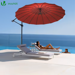 VOUNOT 3m Cantilever Shanghai Parasol, Banana Garden Patio Umbrella with Crank Handle for Outdoor Sun Shade, Red - Additional view 6