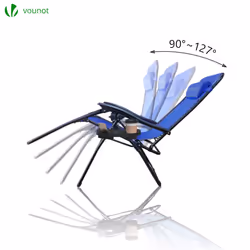 VOUNOT Set of 2 Zero Gravity Chair and Matching Table, Reclining Sun Loungers with Cup & Phone Holder, Blue