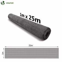VOUNOT Chicken Wire Mesh, Metal Animal Fence, 13mm Holes, 1m x 25m, PVC Coated Grey - Additional view 6