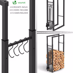 VOUNOT Firewood Log Rack, Retractable Metal Log Store Holder for Outdoor or Indoor, Black - Additional view 4