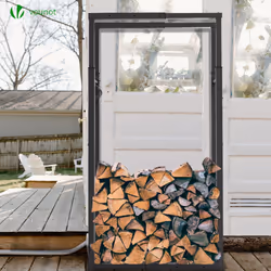 VOUNOT Firewood Log Rack, Retractable Metal Log Store Holder for Outdoor or Indoor, Black - Additional view 6