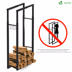 VOUNOT Firewood Log Rack, Retractable Metal Log Store Holder for Outdoor or Indoor, Black - Additional view 7