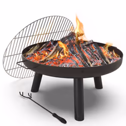 VOUNOT Fire Pit for Garden Patio Heater Charcoal Log Wood Burner Fire Bowl 60cm