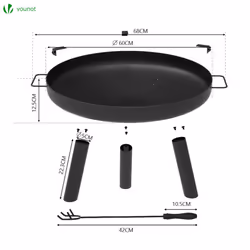 VOUNOT Fire Pit for Garden Patio Heater Charcoal Log Wood Burner Fire Bowl 60cm