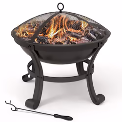 VOUNOT Fire Pit for Garden Patio Heater Charcoal Log Wood Burner Fire Bowl 55cm