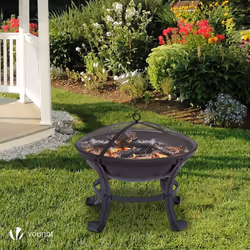 VOUNOT Fire Pit for Garden Patio Heater Charcoal Log Wood Burner Fire Bowl 55cm