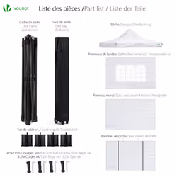 VOUNOT 3x3m Heavy Duty Gazebo with 4 Sides, Pop up Gazebo Fully Waterproof Party Tent with Roller Bag and Leg Weights, White