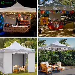 VOUNOT 3x3m Heavy Duty Gazebo with 4 Sides, Pop up Gazebo Fully Waterproof Party Tent with Roller Bag and Leg Weights, White - Additional view 7