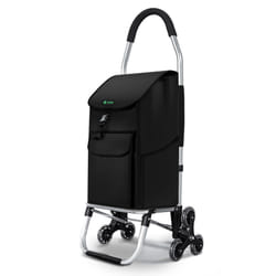 VOUNOT Folding Shopping Trolley on 6 Wheels, Aluminium Lightweight Shopping Cart, 45L, Black