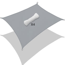 VOUNOT Sun Shade Sail Waterproof Rectangler Sail Canopy With Mounting Ropes 3x2m, Grey