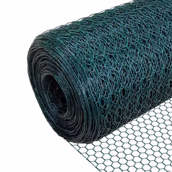 VOUNOT Chicken Wire Mesh, Metal Animal Fence, 13mm Holes, 1m x 25m, PVC Coated Green