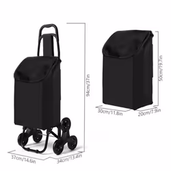VOUNOT 6 Wheels Stair Climbing Shopping Trolley, 32L Black - Additional view 7