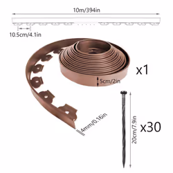 VOUNOT Plastic Garden Edging, Flexible Lawn Edging with Pegs, Brown 10m - Additional view 7