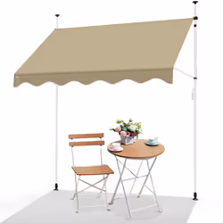 VOUNOT 2 x 1.2m Patio Telescopic Awning, Retractable Manual Awning, Adjustable Waterproof Canopy with Hand Crank, Balcony Sun ...