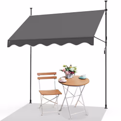 VOUNOT 3 x 1.2m Patio Telescopic Awning, Retractable Manual Awning, Adjustable Waterproof Canopy with Hand Crank, Balcony Sun ...