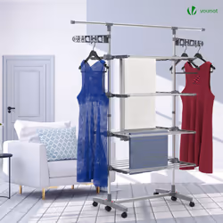 VOUNOT Clothes Drying Rack, Rolling 4-Tier Laundry Hanger