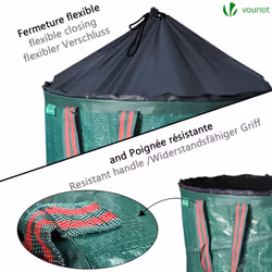 VOUNOT 3X Garden Bags Pop-up 170L with Handles, Reusable Garden Waste Sacks