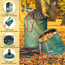 VOUNOT 3X Garden Bags Pop-up 170L with Handles, Reusable Garden Waste Sacks - Additional view 7