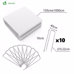 Garden Fleece with 10 Pegs, 50gsm Horticultural, Frost Winter Plant Protection Cover 1.5 x m, 6662008897559, White, 1.5x 10M - Additional view 4