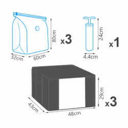 VOUNOT Set of 7 Clothes Storage Bag,  3 Foldabale EDENOO Storage bag 3 Vacuum Bags with Hand Pump