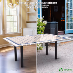 VOUNOT Rectangular Tablecloth Covers Elastic Outdoor Picnic Waterproof Table Cover Ceramic Pattern 180x114 cm