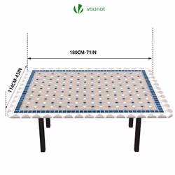 VOUNOT Rectangular Tablecloth Covers Elastic Outdoor Picnic Waterproof Table Cover Ceramic Pattern 180x114 cm
