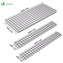 VOUNOT Set of 3 Picnic Bench Covers Elastic Outdoor Picnic Waterproof Tablecloth Grey-White Checked - Additional view 4
