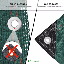 VOUNOT 1.8x10m Privacy Netting 230g/mÂ² HDPE Shading Net, 95% Shading Rate, Green - Additional view 4
