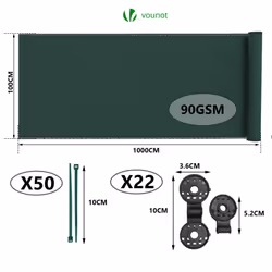 VOUNOT 1x10m Privacy Netting HDPE Shading Net, 75% Shading Rate, Green - Additional view 2