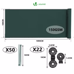VOUNOT 1x10m Privacy Netting 150 g/mÂ² HDPE Shading Net, 85% Shading Rate, Green - Additional view 2
