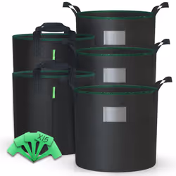 VOUNOT 5 Pack Plant Grow Bags 20L Vegetable Growing Container with Handles, Plant labels