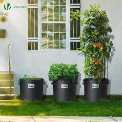 VOUNOT 5 Pack Plant Grow Bags 20L Vegetable Growing Container with Handles, Plant labels - Additional view 6