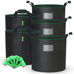 VOUNOT 5 Pack Plant Grow Bags 30L Vegetable Growing Container with Handles, Plant labels