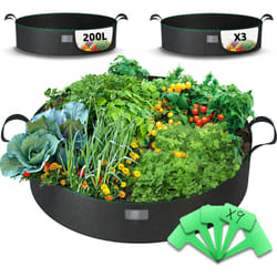 VOUNOT 3 Pack Plant Grow Bags 200L, Vegetable Growing Containers with Handles, Plant labels