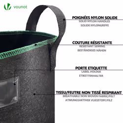 VOUNOT 3 Pack Plant Grow Bags 200L, Vegetable Growing Containers with Handles, Plant labels