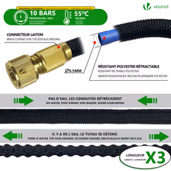 VOUNOT Flexible Garden Hose 100FT, 8 Modes with Soap Dispenser Black - Additional view 2