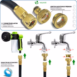 VOUNOT Flexible Garden Hose 100FT, 8 Modes with Soap Dispenser Black - Additional view 4