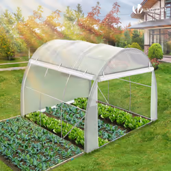 VOUNOT Polytunnel Greenhouse Gardening Walk In Grow House with Roll-up Side Walls,  3x2x2m 6mÂ², White