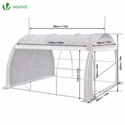 VOUNOT Polytunnel Greenhouse Gardening Walk In Grow House with Roll-up Side Walls,  3x3x2m 9mÂ², White