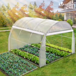 VOUNOT Polytunnel Greenhouse Gardening Walk In Grow House with Roll-up Side Walls,  3x3x2m 9mÂ², White