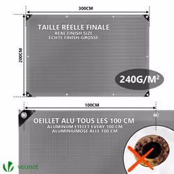 VOUNOT 2x3m Tarpaulin Heavy Duty 240 g/mÂ² Waterproof Tarp Grey - Additional view 10