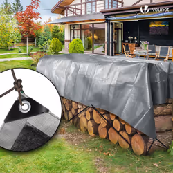 VOUNOT 2x3m Tarpaulin Heavy Duty 240 g/mÂ² Waterproof Tarp Grey - Additional view 11