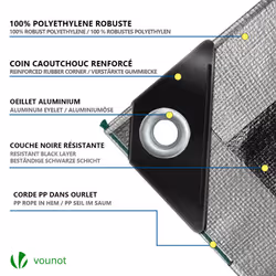 VOUNOT 2x3m Tarpaulin Heavy Duty 240 g/mÂ² Waterproof Tarp Grey - Additional view 2
