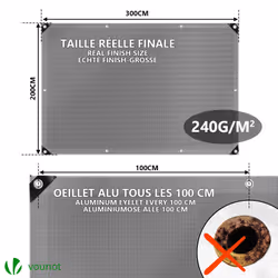 VOUNOT 2x3m Tarpaulin Heavy Duty 240 g/mÂ² Waterproof Tarp Grey - Additional view 4