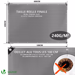 VOUNOT 4x6m Tarpaulin Heavy Duty 240 g/mÂ² Waterproof Tarp Grey - Additional view 4